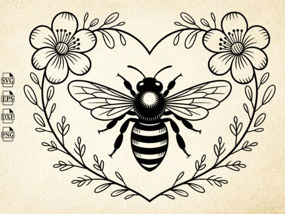 Bee with Flowers Svg, Honeycomb Clipart Review